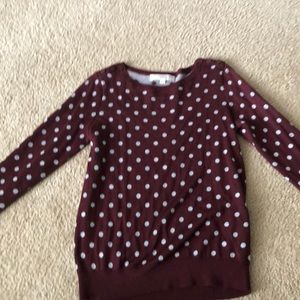 Burgundy Loft polka dot sweater